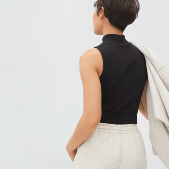 NWOT Everlane Ribbed Mockneck Tank - Black - Size XL - Picture 2 of 7